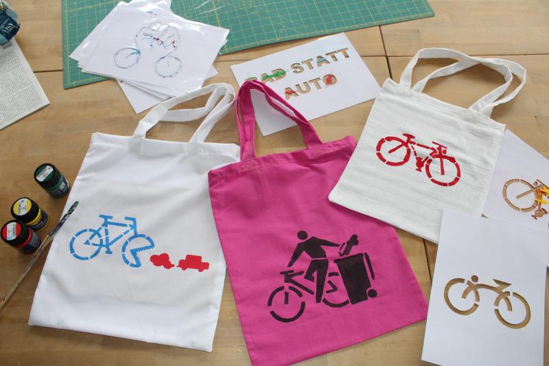 bedruckte Taschen mit Fahrradmotiven