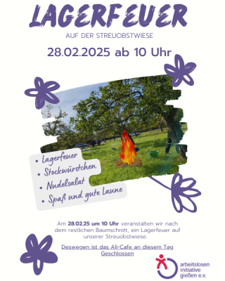 Plakat Lagerfeuer auf Streuobstwiese